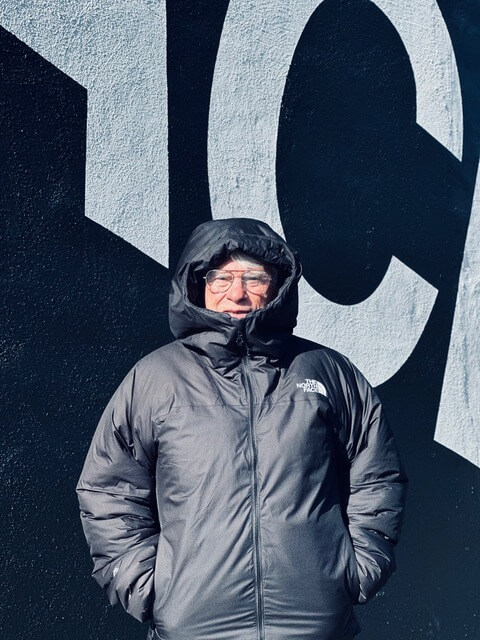 Happ wearing an insulation jacket from THE NORTH FACE, designed by Goldwin.